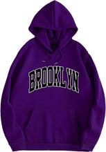 Load image into Gallery viewer, Men&#39;s Purple Brooklyn Printed Long Sleeve Hoodie