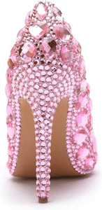 Stiletto Pink Rhinestone Party Prom Heels