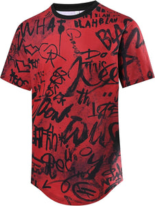 Men's Fashion Coral Graphic Print Short Sleeve T-Shirt