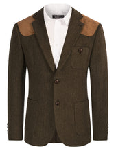 Load image into Gallery viewer, Dark Brown Men&#39;s British Tweed Wool Long Sleeve Blazer