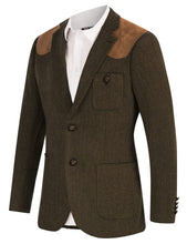 Load image into Gallery viewer, Dark Brown Men&#39;s British Tweed Wool Long Sleeve Blazer