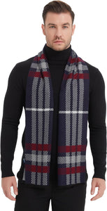 Men's Luxury Navy/Red Cashmere Feel Scarf