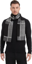 Load image into Gallery viewer, Men&#39;s Luxury Plaid Grey Cashmere Feel Scarf