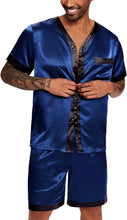 Load image into Gallery viewer, Men&#39;s Satin Silver Pajama Short Sleeve Top &amp; Pants Set