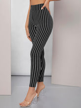 Load image into Gallery viewer, Black Striped High Waist Stretch Leggings