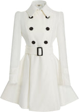 Load image into Gallery viewer, Margarette White Wool Swing Double Breasted Pea Coat