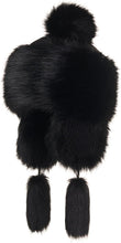 Load image into Gallery viewer, Russian Faux Fur Black Lined Winter Knit Trapper Hat
