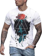 Load image into Gallery viewer, Men&#39;s White Pyramid Printed Short Sleeve T-Shirt