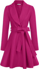 Load image into Gallery viewer, Duchess of York Red Wool Puff Sleeve Belted A Line Pea Coat