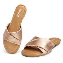 Load image into Gallery viewer, Gold Casual Leather Summer Flat Sandals