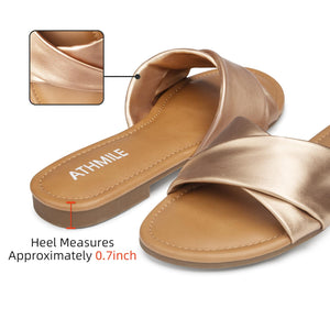 Gold Casual Leather Summer Flat Sandals