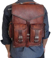 Load image into Gallery viewer, Handmade Brown Vintage Leather Laptop Messenger Bag Backpack
