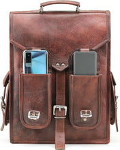Load image into Gallery viewer, Handmade Brown Vintage Leather Laptop Messenger Bag Backpack