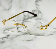Load image into Gallery viewer, Men&#39;s Clear Rectangle Gold Designer Style Frames/Glasses
