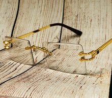 Load image into Gallery viewer, Men&#39;s Clear Rectangle Gold Designer Style Frames/Glasses