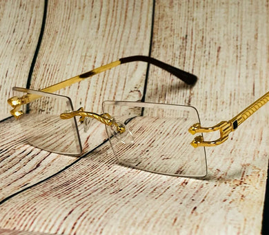 Men's Clear Rectangle Gold Designer Style Frames/Glasses