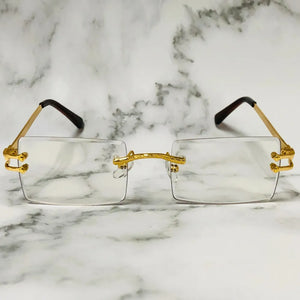 Men's Clear Rectangle Gold Designer Style Frames/Glasses