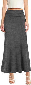Soft & Comfy Fuschia Pink High Waist Fold Over Knit Maxi Skirt