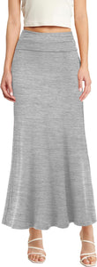 Soft & Comfy Black High Waist Fold Over Knit Maxi Skirt