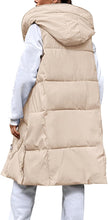 Load image into Gallery viewer, Oversized Beige Sleeveless Zippered Puffer Long Vest Coat