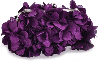 Pretty Floral Applique Purple Clutch Style Evening Bag