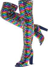 Load image into Gallery viewer, Sparkling Mermaid Sequin Thigh High Over The Knee Boots