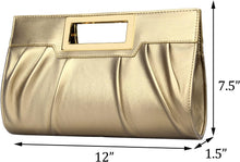 Load image into Gallery viewer, Vegan Leather Open Handle Gold Clutch Style Evening Bag
