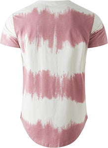 Men's Casual Red/White Dyed Short Sleeve T-Shirt