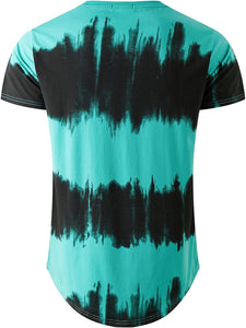 Men's Casual Black/Turquoise Dyed Short Sleeve T-Shirt