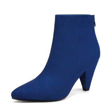 Royal Blue Winter Chic Pointy Toe Low Heel Ankle Boots