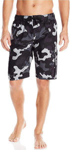 Men's Black Floral Cargo Style Swim Shorts w/Pockets