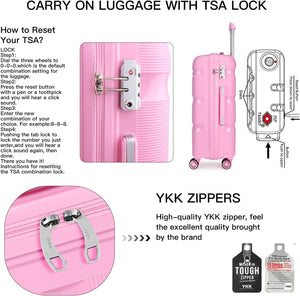 Pink Hard Shell Travel Trolley Spinner Wheel Carry On Suitcase