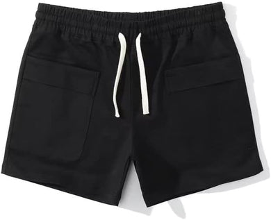 Men's Drawstring Black Pocket Athletic Shorts