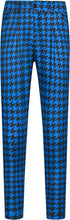 Load image into Gallery viewer, Men&#39;s Blue Houndstooth Slim Fit Cropped Dress Pants