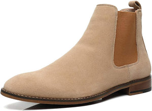 Men's Suede Light Beige Classic Leather Chelsea Style Boots
