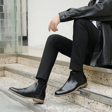 Load image into Gallery viewer, Fashionable Men&#39;s Black Classic Leather Chelsea Style Boots