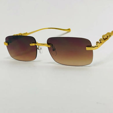 Men's Clear Rectangle Gold/Brown Tiger Frames/Glasses