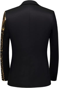 Men's Black & Silver Tuxedo Two Tone Sequin Blazer & Pants Suit