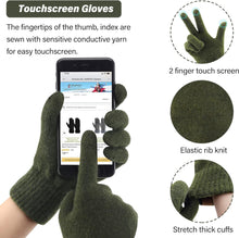 Load image into Gallery viewer, Men&#39;s Warm Army Green Beanie Knit Hat, Scarf &amp; Gloves Set