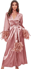 Load image into Gallery viewer, Lovely Pink Long Sleeve Faux Fur Belted Robe