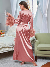 Load image into Gallery viewer, Lovely Pink Long Sleeve Faux Fur Belted Robe