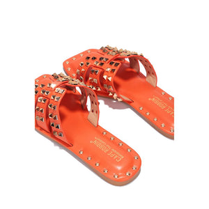 Orange Chic Stylish Studded Flat Summer Sandals