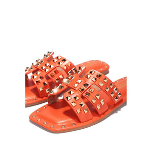 Orange Chic Stylish Studded Flat Summer Sandals