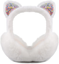 Load image into Gallery viewer, Cat Style White Foldable Faux Fur Winter Style Ear Muffs