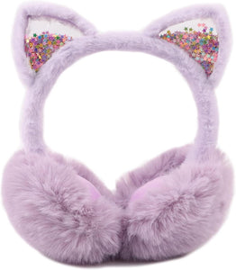 Cat Style White Foldable Faux Fur Winter Style Ear Muffs