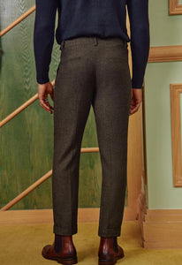 Men's Vintage Style Tweed Pleated Herringbone Pants