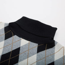 Load image into Gallery viewer, Men&#39;s Vintage Style Black Argyle Turtleneck Long Sleeve Sweater