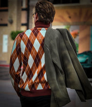 Load image into Gallery viewer, Men&#39;s Vintage Style Orange Argyle Turtleneck Long Sleeve Sweater