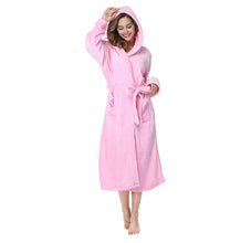 Load image into Gallery viewer, Pink Soft &amp; Plush Long Sleeve Hooded Robe