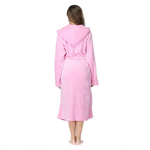 Pink Soft & Plush Long Sleeve Hooded Robe